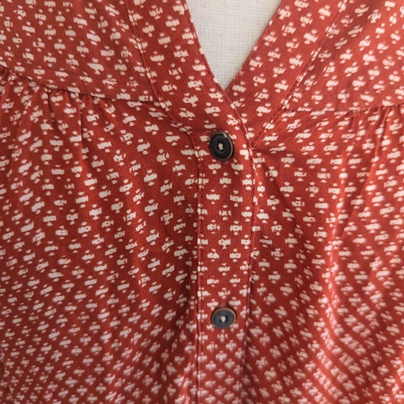 Women's Anthropologie Holding Horses Small Orange Button Down Blouse - Picture 6 of 8